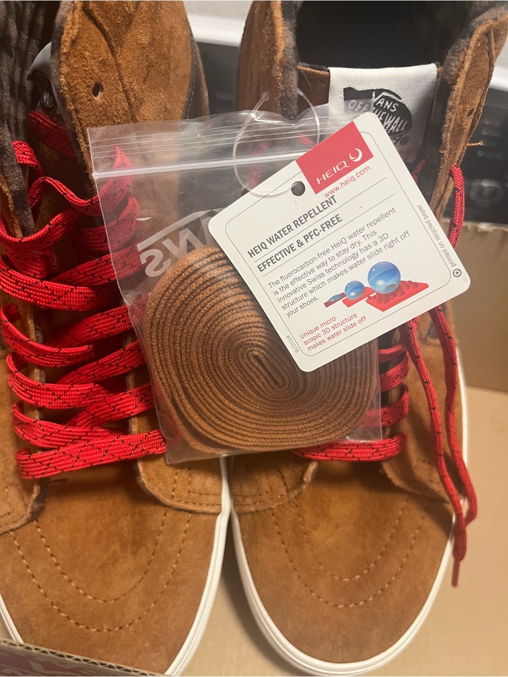 Vans Brown Suede High-Top Sneakers with Red Laces - Picture 5 of 5